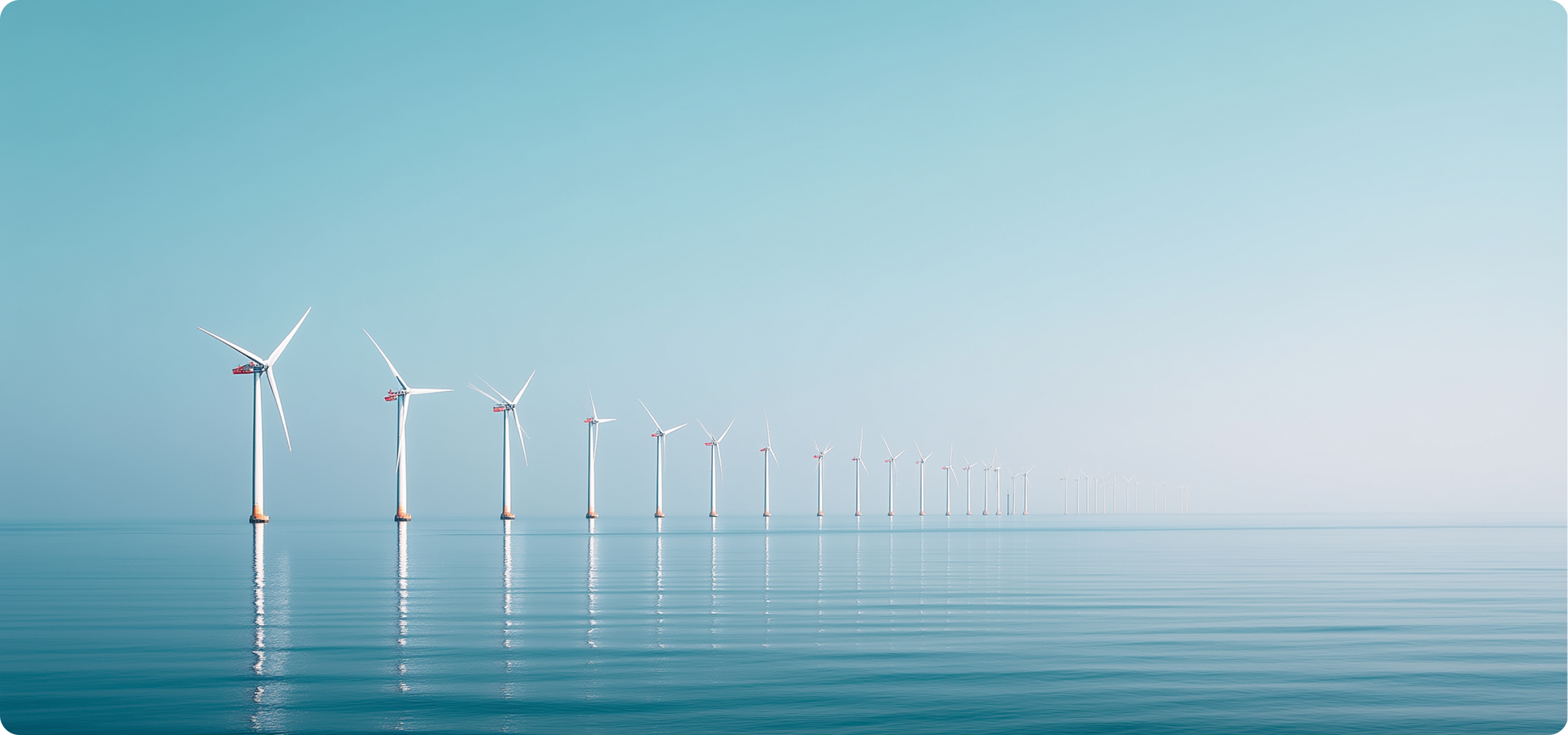 Offshore wind turbines in a calm sea